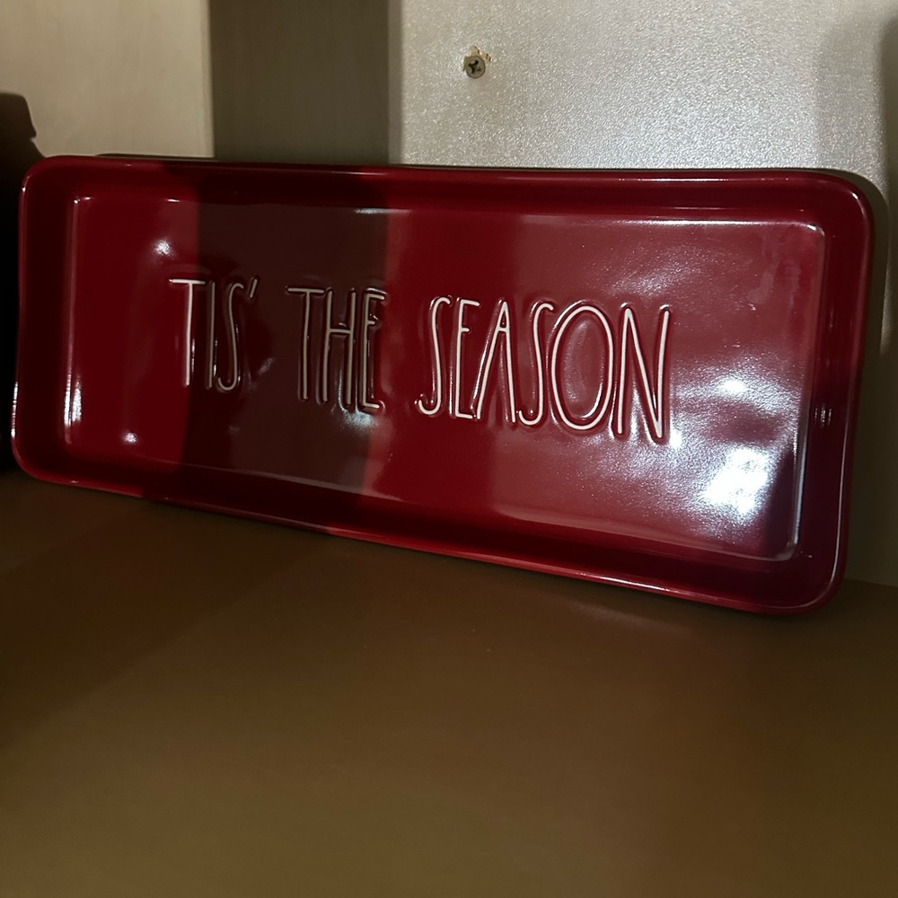 Rae Dunn Red 'Tis the Season' Tray
